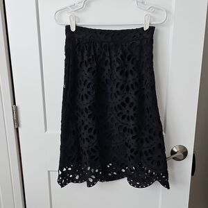 Ann Taylor Black Cutout A-Line Skirt